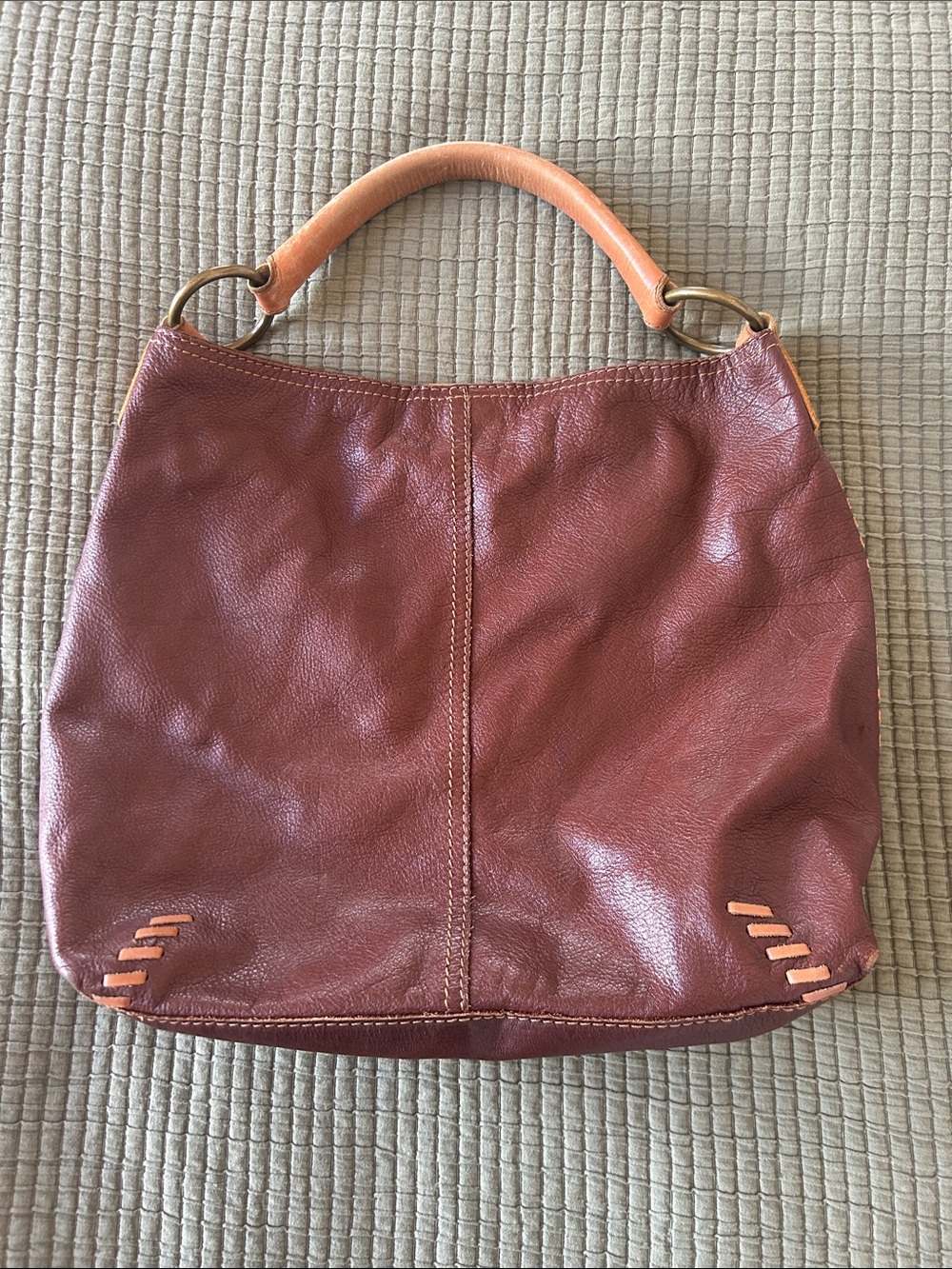 Lucky Brand Leather Shoulder Bag Satchel Purse in Burgundy Brown